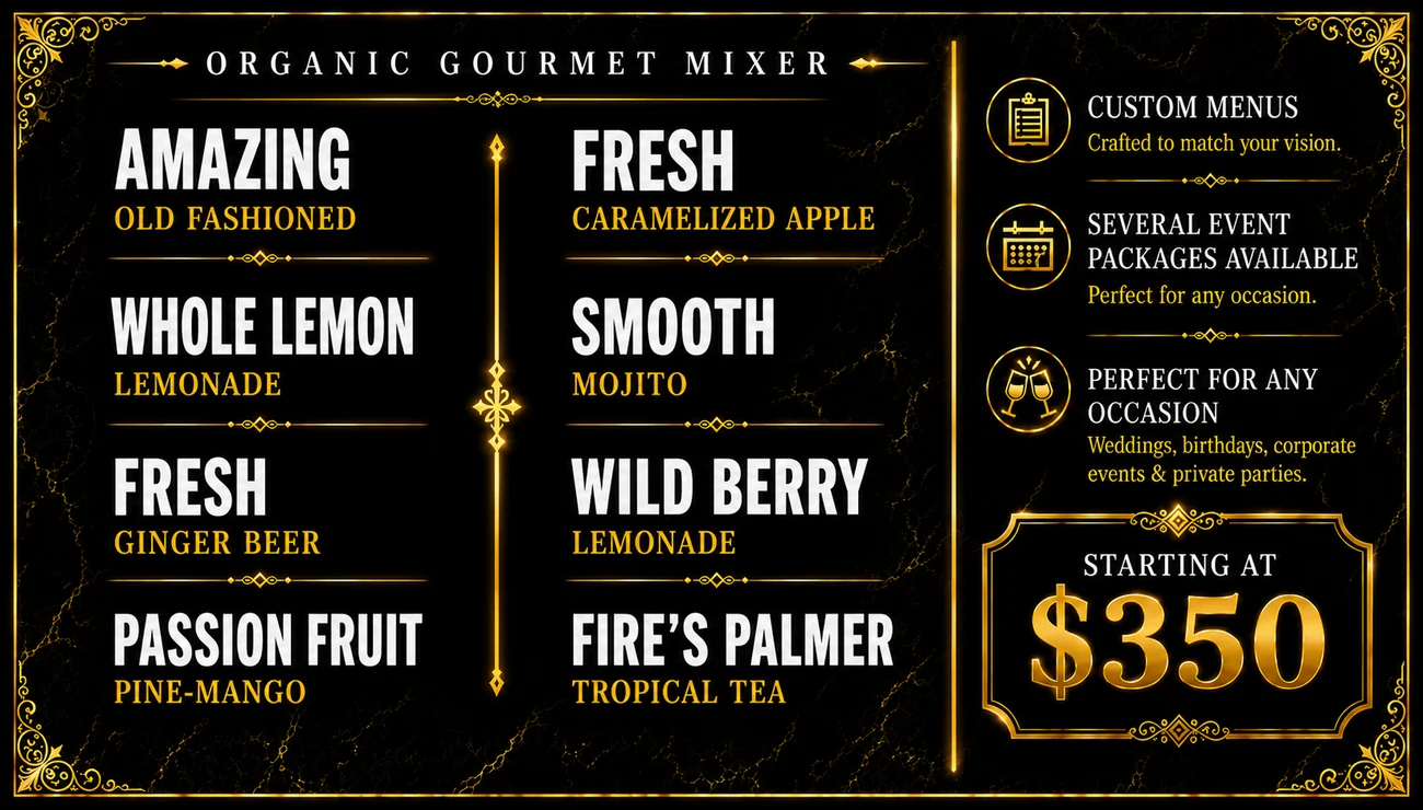 Fires organic gourmet mixer and package business card back