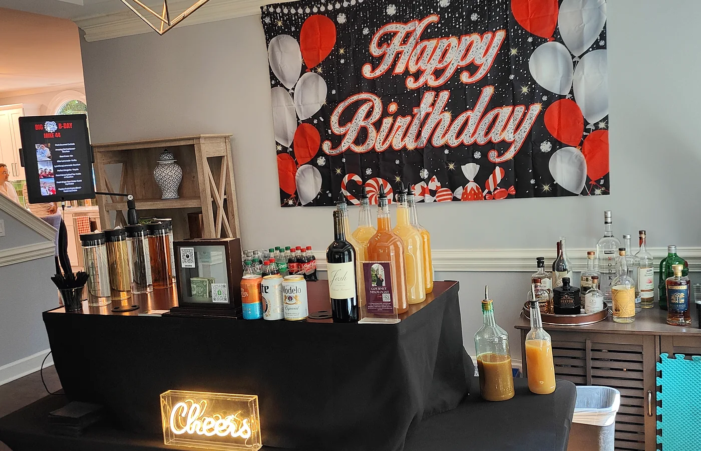 Fires Bartending mobile bar prepared for a birthday celebration