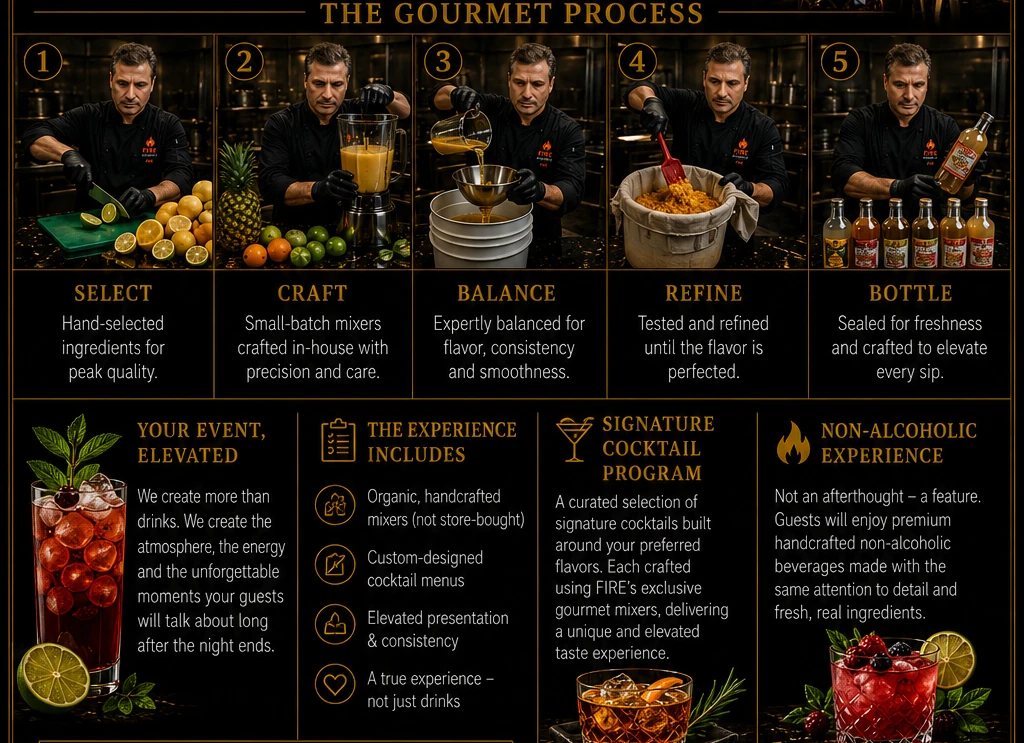 The Gourmet Process: Fire's five-step approach from ingredient selection through bottling