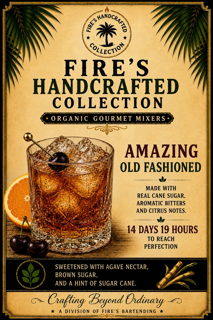 Amazing Old Fashioned handcrafted mixer label
